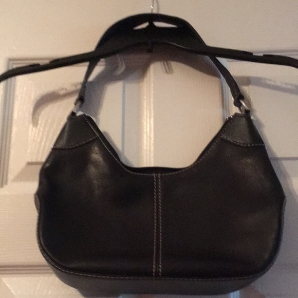 BLACK LEATHER SHOULDER BAG - Picture 1 of 4
